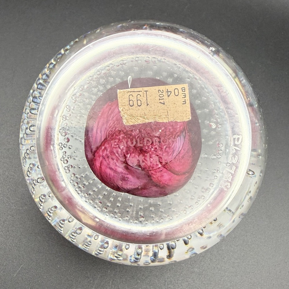 Caithness Cauldron Scotland Pink Ribbon Swirl Glass Paperweight P63758 1982 - Picture 7 of 12